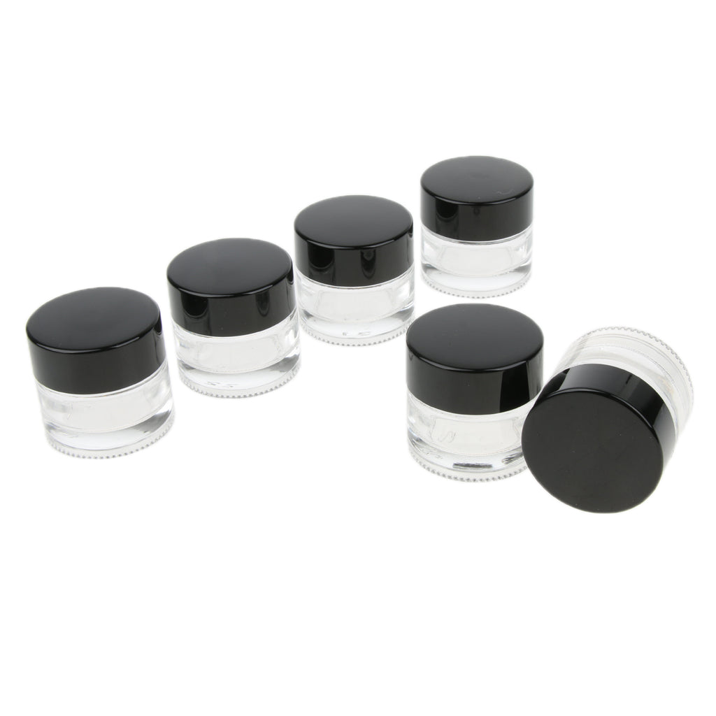 6 Pieces Glass Pot Jars Cream Bottle Makeup Cosmetic Container Clear