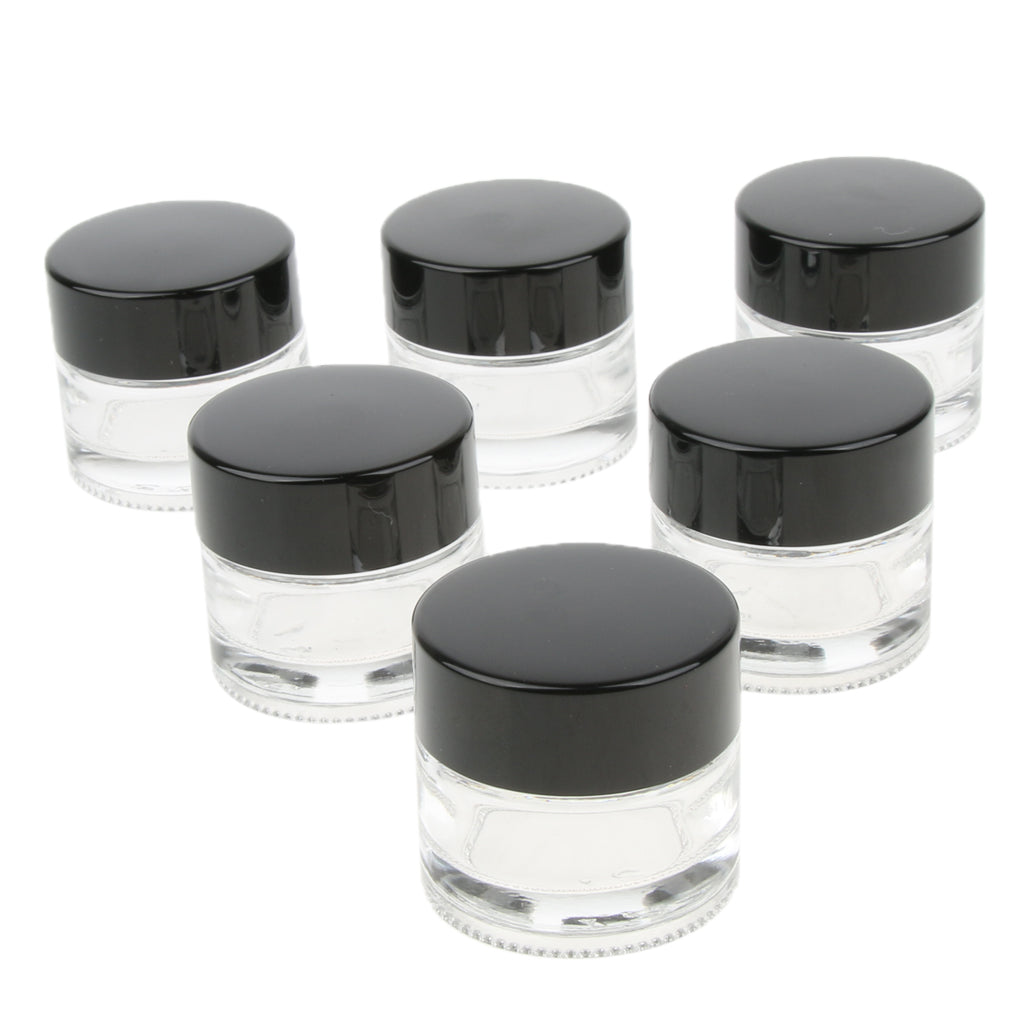 6 Pieces Glass Pot Jars Cream Bottle Makeup Cosmetic Container Clear