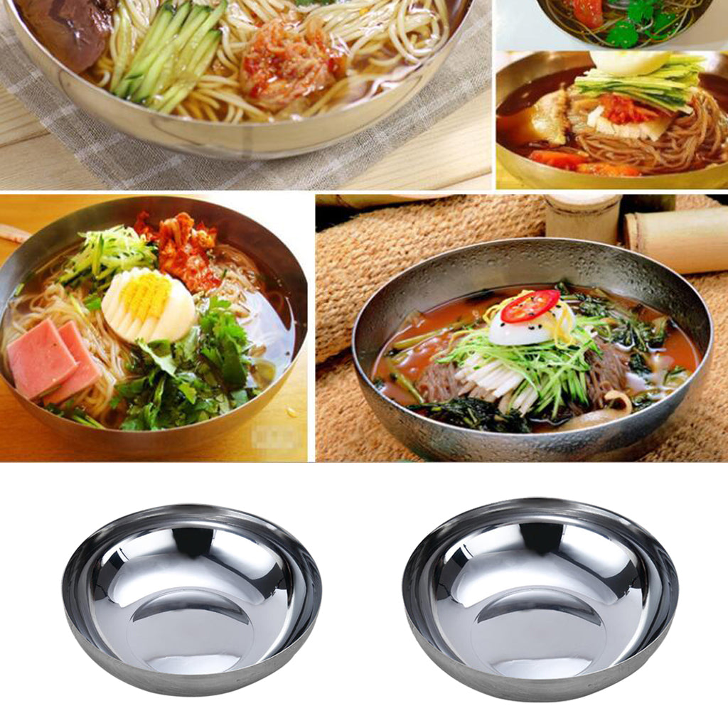 Stainless Steel Noodles Bowl Dinner Soup Fruit Salad Bowl Kitchenware 20cm