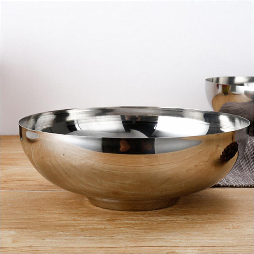 Stainless Steel Noodles Bowl Dinner Soup Fruit Salad Bowl Kitchenware 20cm