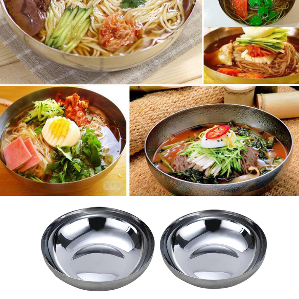 Stainless Steel Noodles Bowl Dinner Soup Fruit Salad Bowl Kitchenware 20cm