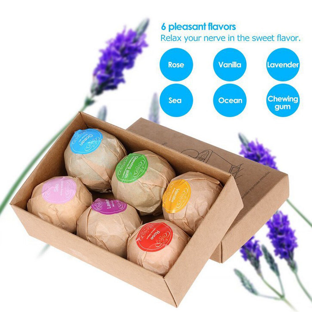 6 Pieces Women Scented Bubble Bath Salt Essential Balls Set Kit