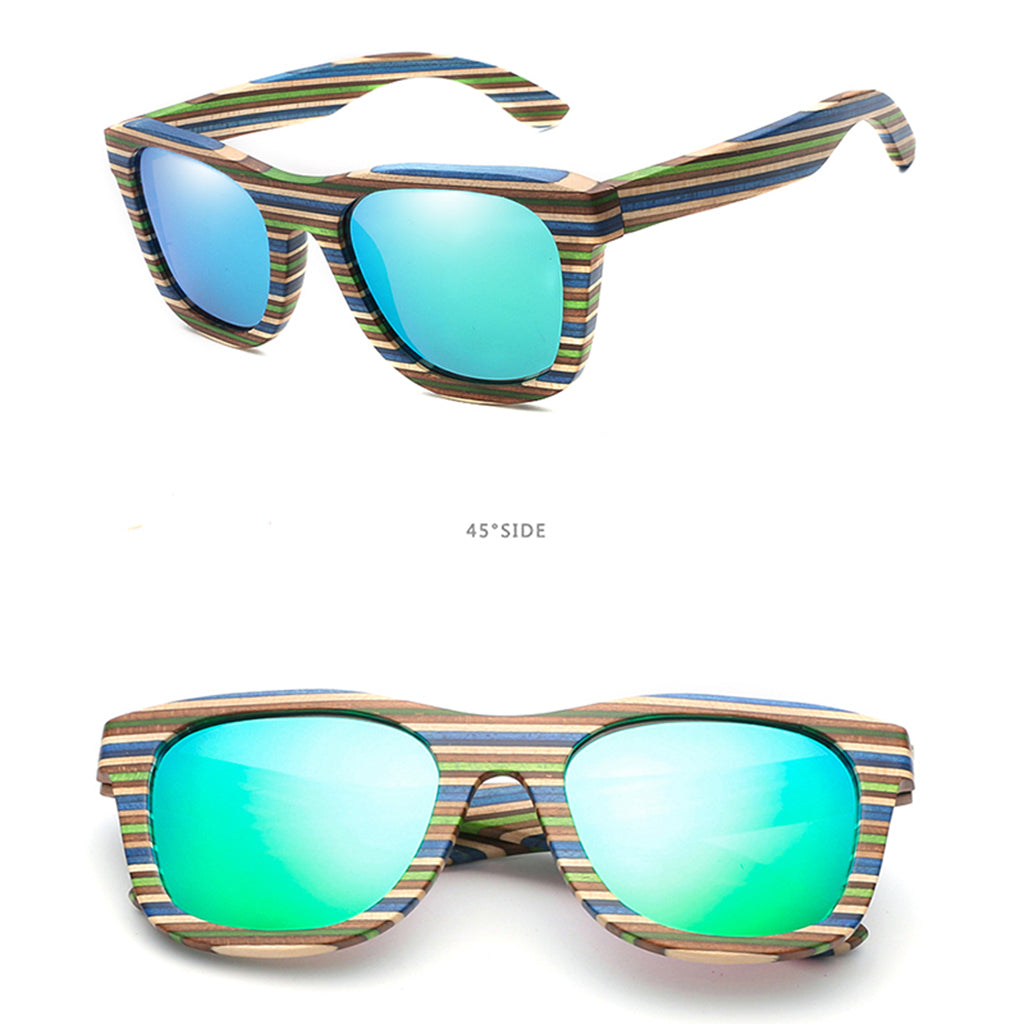 Wood Vintage Retro Polarized Uv Protection Fashion Sunglasses Eyeware Green