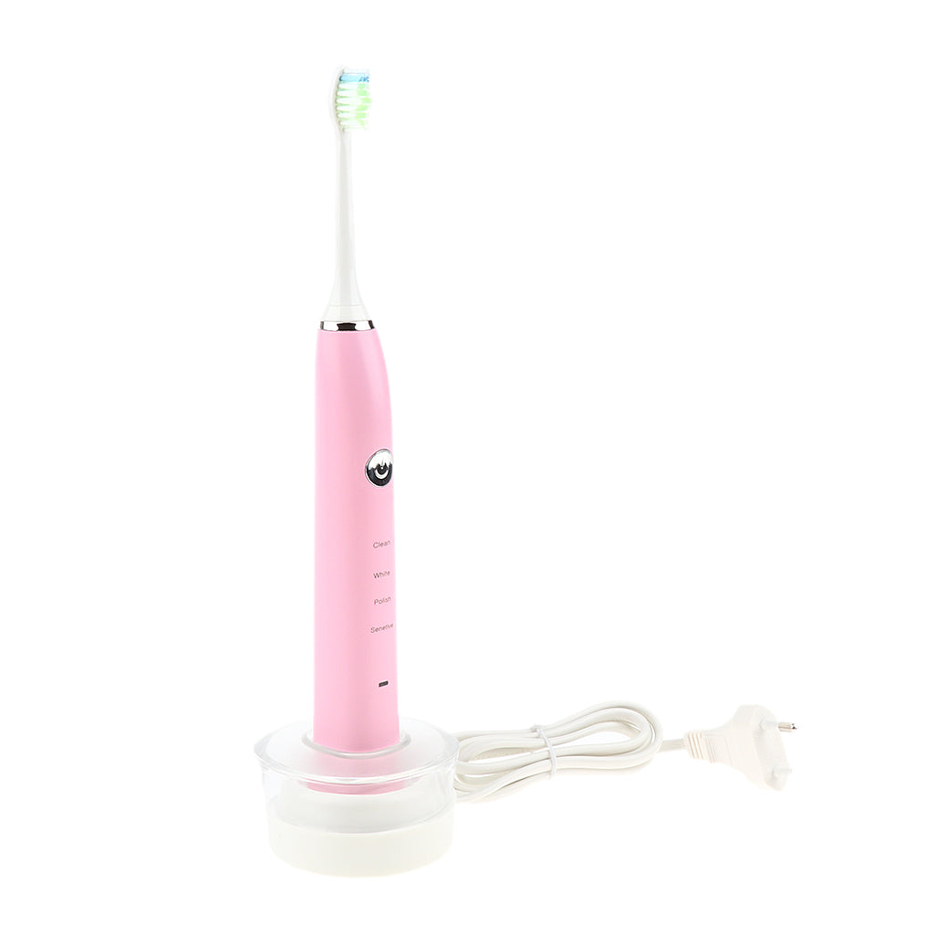 Electric Automatic Adult Toothbrush + 3 Replacement Head for Oral Care Pink