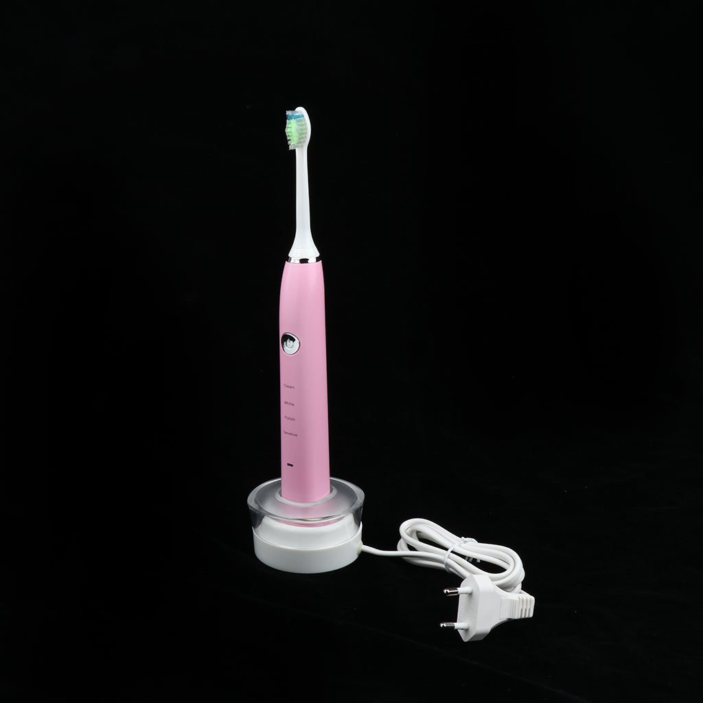 Electric Automatic Adult Toothbrush + 3 Replacement Head for Oral Care Pink