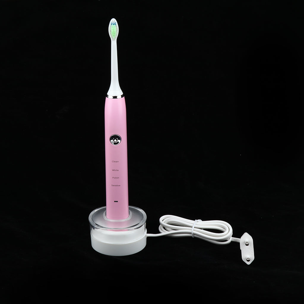 Electric Automatic Adult Toothbrush + 3 Replacement Head for Oral Care Pink