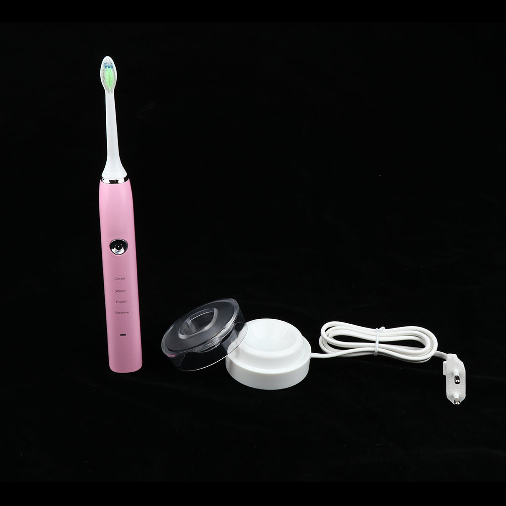 Electric Automatic Adult Toothbrush + 3 Replacement Head for Oral Care Pink