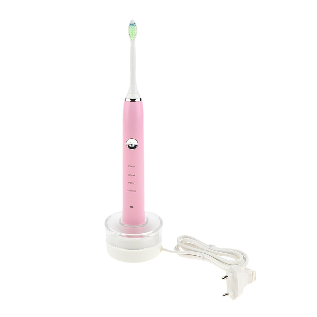 Electric Automatic Adult Toothbrush + 3 Replacement Head for Oral Care Pink