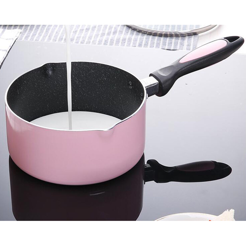 Multifunction Nonstick lightweight Milk Warmer Pot Inner black outer pink