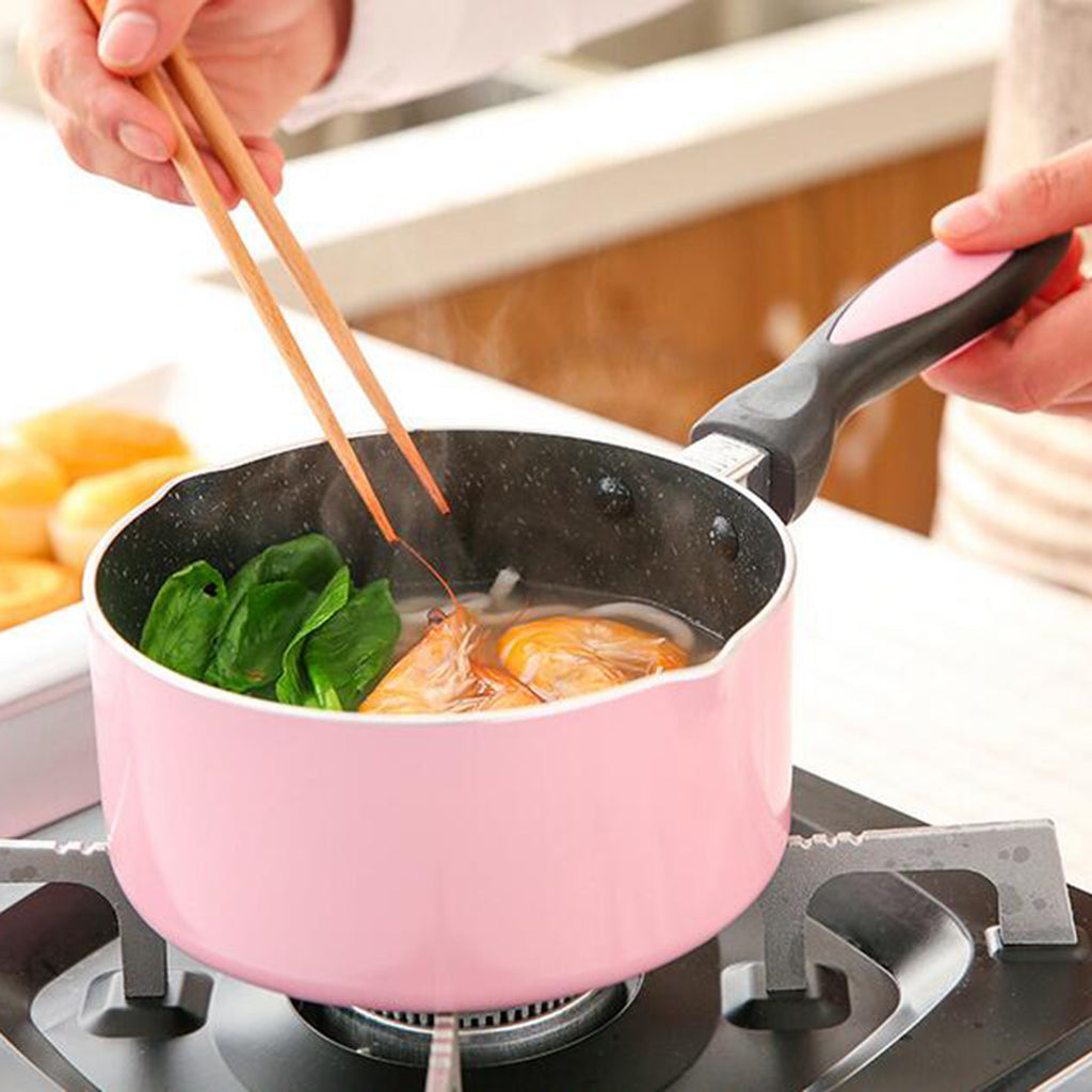 Multifunction Nonstick lightweight Milk Warmer Pot Inner black outer pink