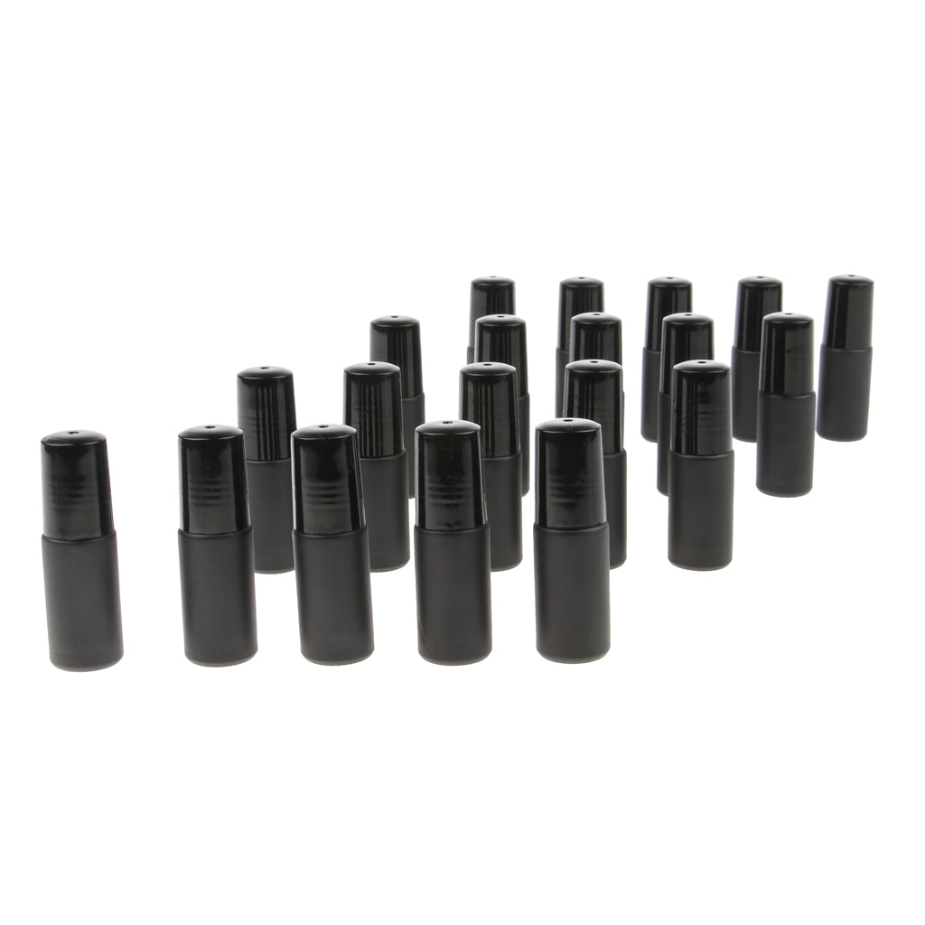 20 Pieces Refillable Empty Essential Oils Perfume Roll on Bottles Black