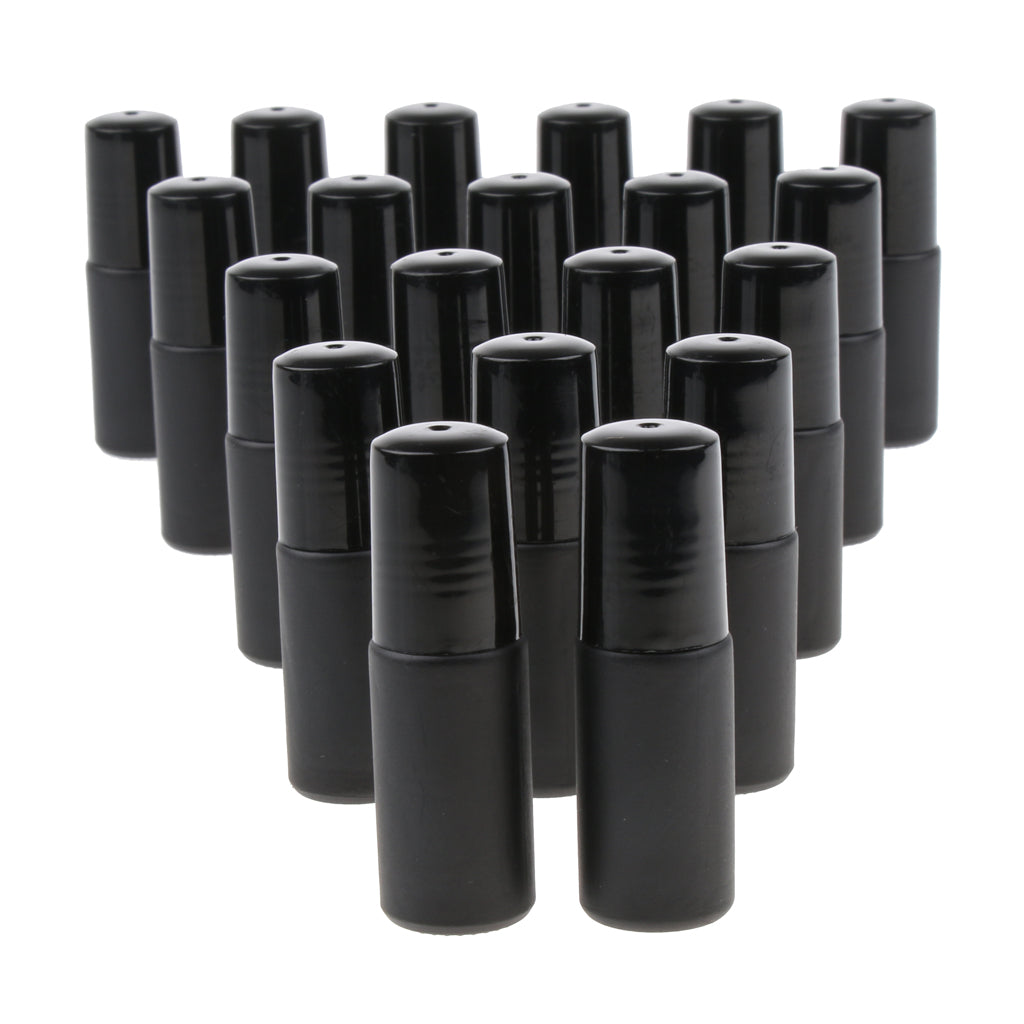 20 Pieces Refillable Empty Essential Oils Perfume Roll on Bottles Black