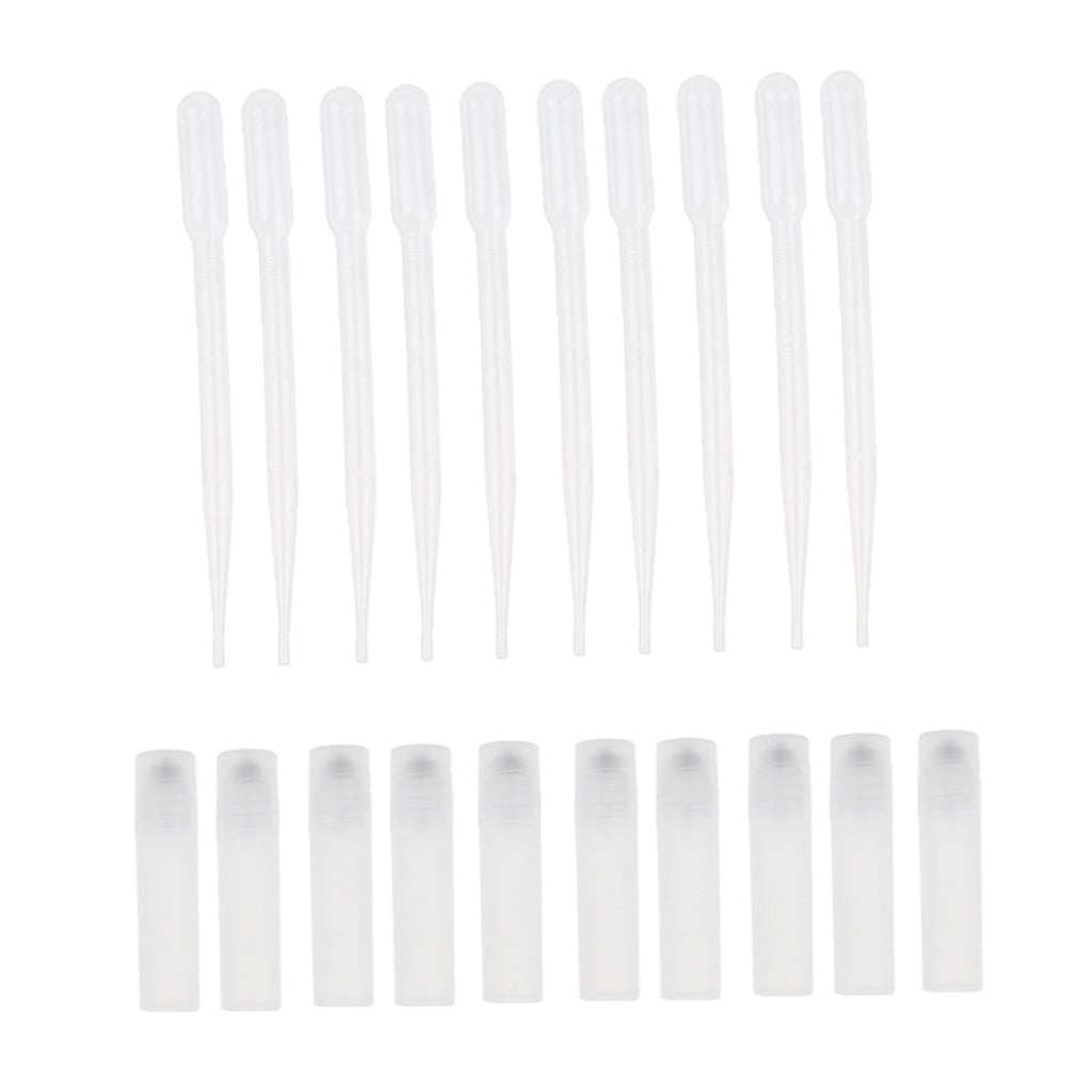 10 Pieces Empty Refillable Makeup Perfume Roll On Bottles with Pipettes 5ml