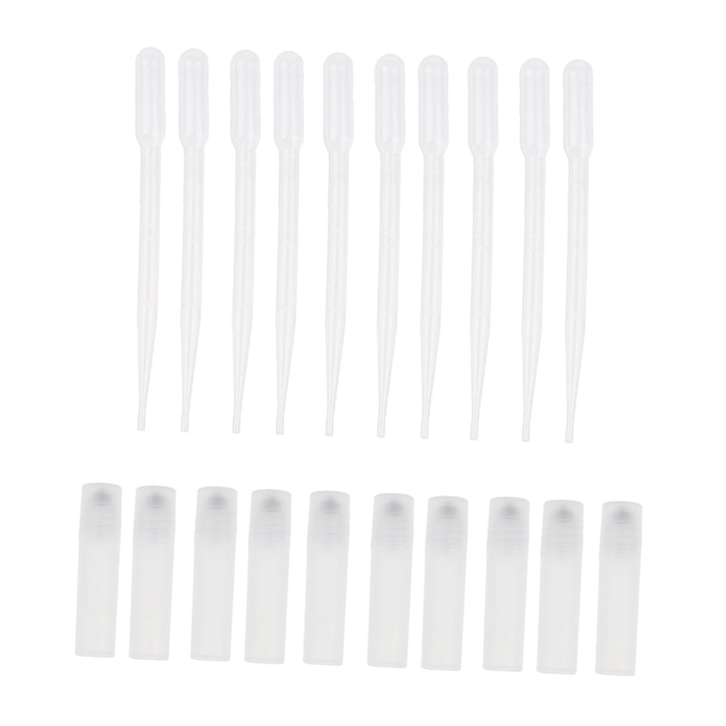 10 Pieces Empty Refillable Makeup Perfume Roll On Bottles with Pipettes 5ml