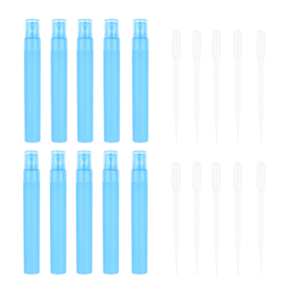 10 Piece 30ML Perfume Spray Bottle Refillable Atomizer with 10 Sucker  Blue