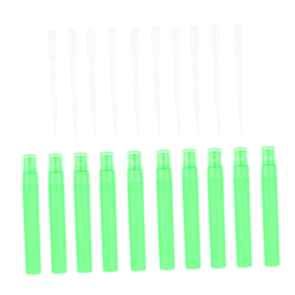 10 Piece 30ML Perfume Spray Bottle Refillable Atomizer with 10 Sucker  Green