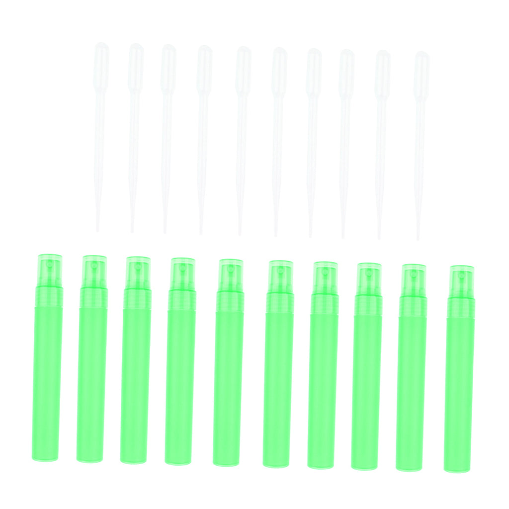 10 Piece 30ML Perfume Spray Bottle Refillable Atomizer with 10 Sucker  Green