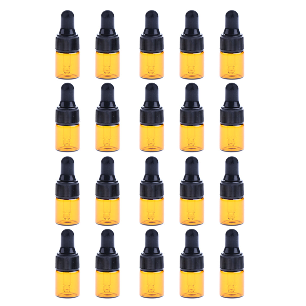 20 Pieces Mini Refillable Glass Dropper Bottle for Essential Oils 3ML