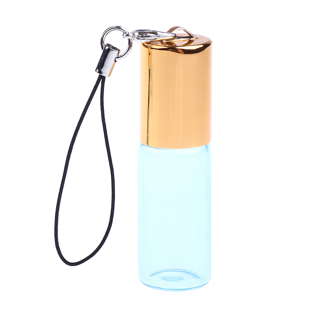 24 Pieces Refillable Glass Roller Essential Oil Bottles Pendant 5ml Blue