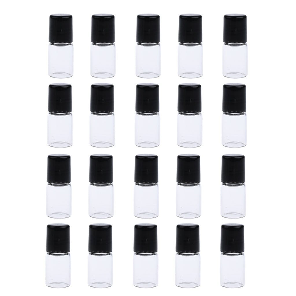 20 Pieces Empty Glass Roll On Bottles for Essential Oil Perfume 2ML Clear