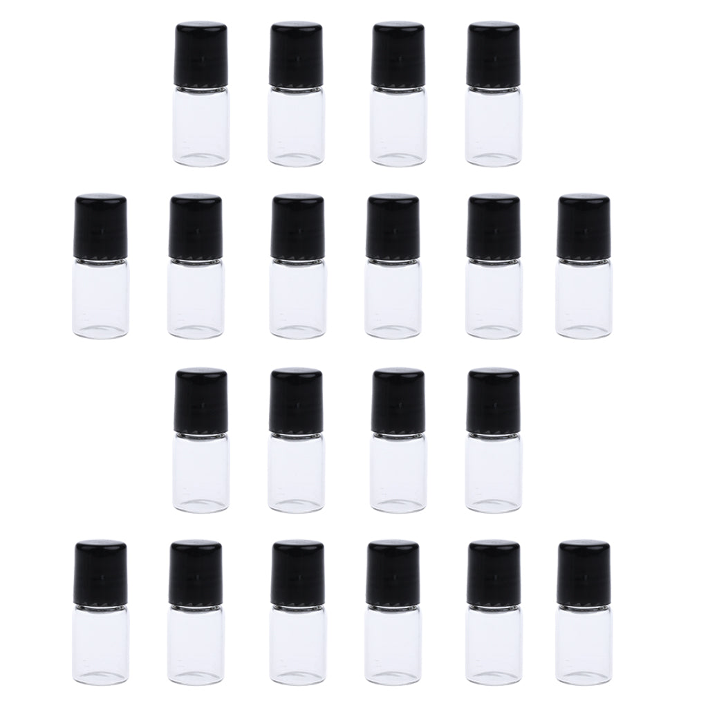 20 Pieces Empty Glass Roll On Bottles for Essential Oil Perfume 2ML Clear