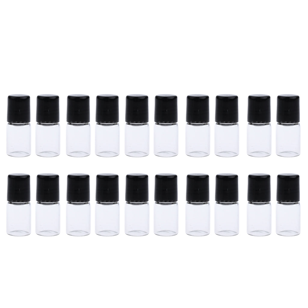 20 Pieces Empty Glass Roll On Bottles for Essential Oil Perfume 2ML Clear