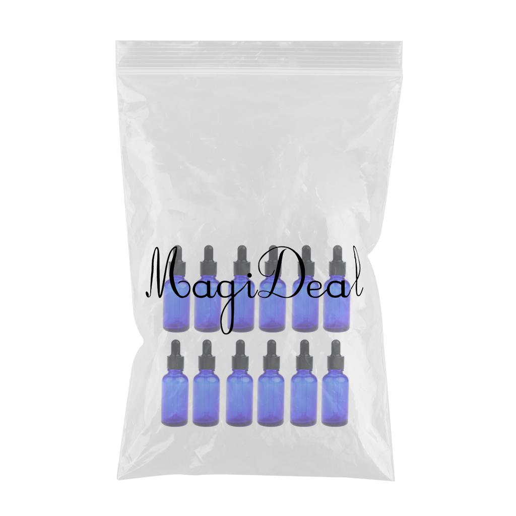 12 Pieces Empty Essential Oils Dropper Bottles Aromatherapy for 30ml Blue