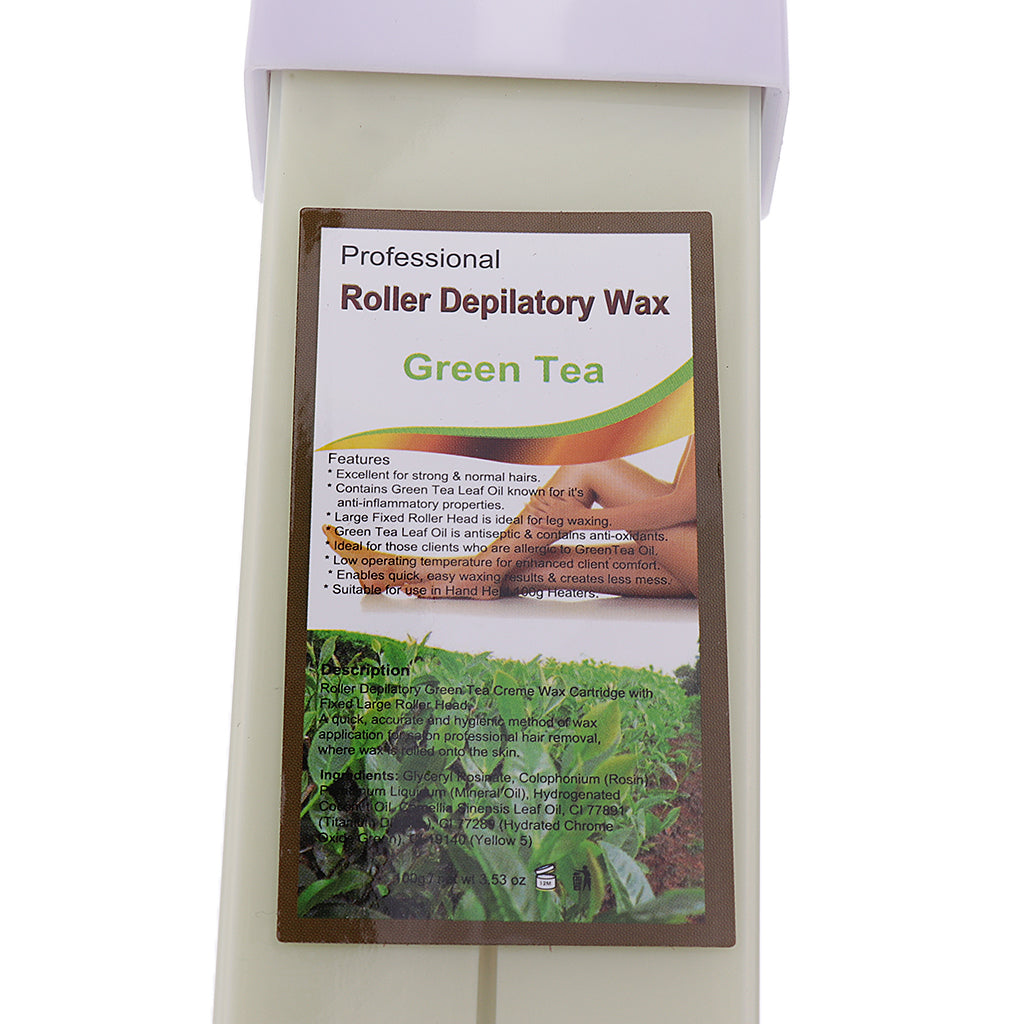 100g Roll On Depilatory Wax Cartridge Heater Waxing Hair Removal green tea