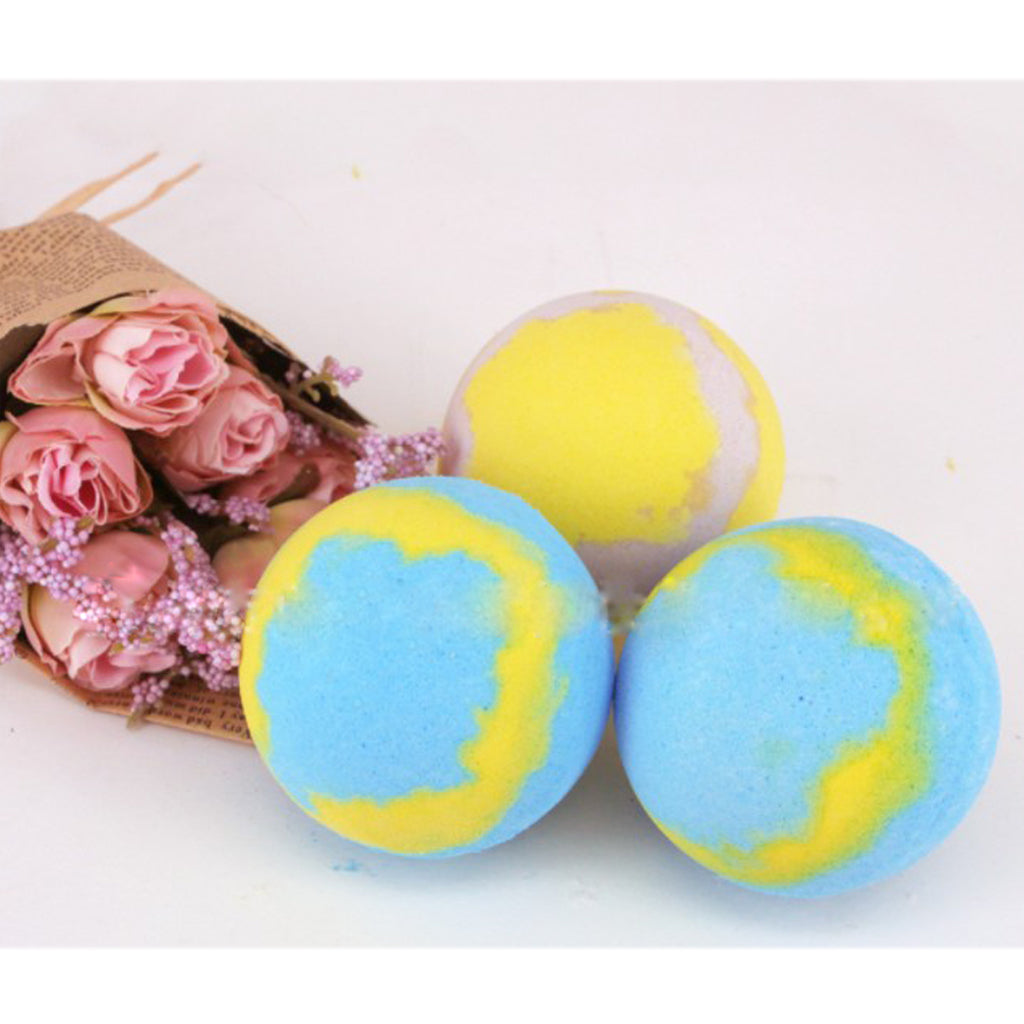 2 Pieces 100g Women Bubble Bath Salt Essential Oil Bomb Balls Yellow