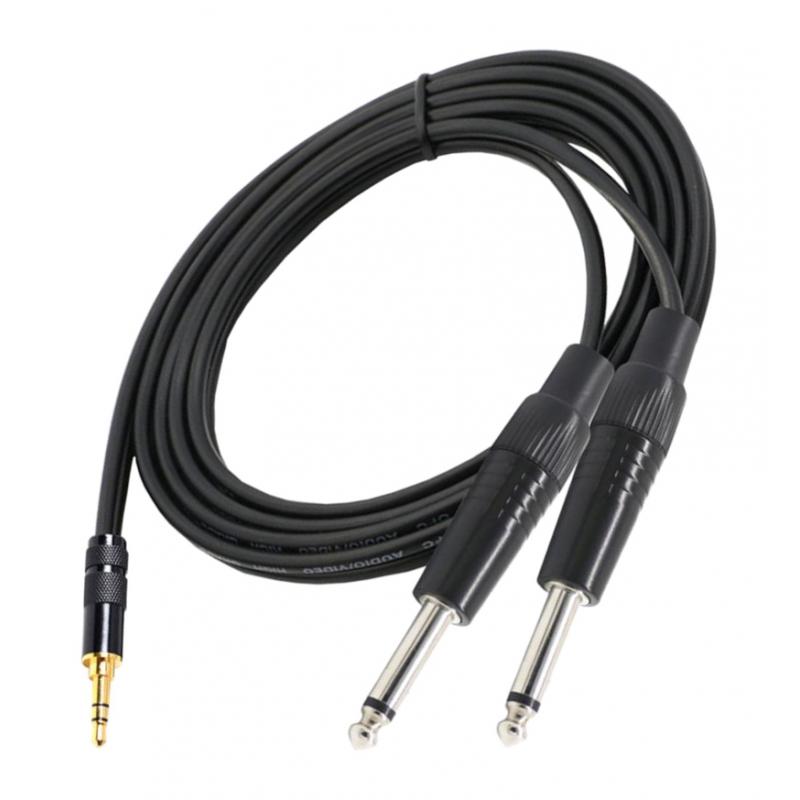 3.5mm 1/8" TRS to Dual 6.35mm 1/4" TS Mono Stereo Y-Cable Splitter  1x 2m