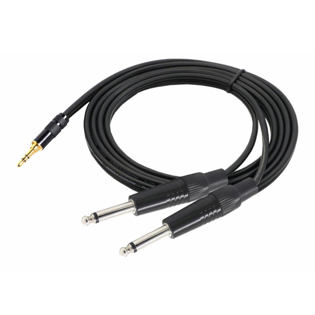 3.5mm 1/8" TRS to Dual 6.35mm 1/4" TS Mono Stereo Y-Cable Splitter  1x 2m