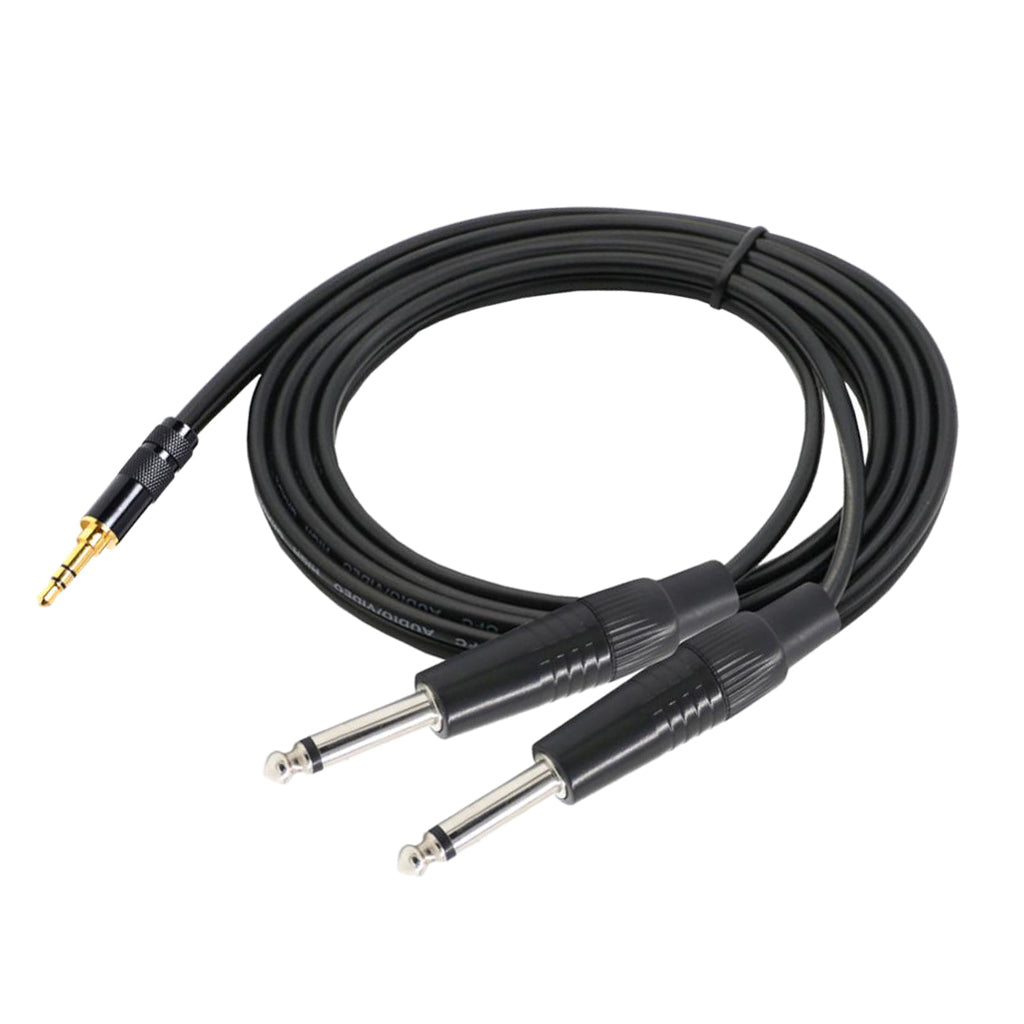 3.5mm 1/8" TRS to Dual 6.35mm 1/4" TS Mono Stereo Y-Cable Splitter  1x 2m