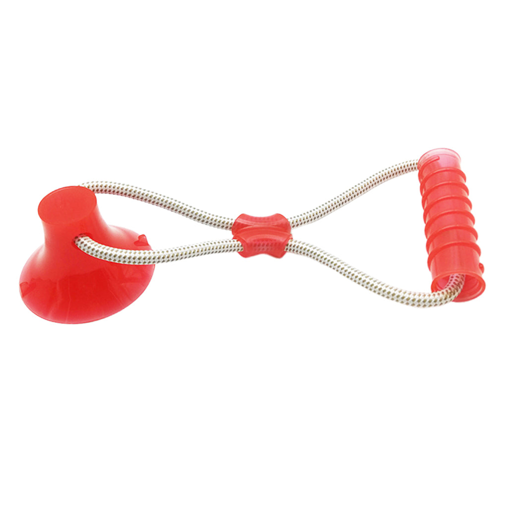 Multifunction Dog Interative Tug Toy Rubber Chewing Suction Cup Toy Rose Red