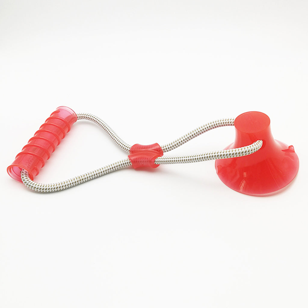 Multifunction Dog Interative Tug Toy Rubber Chewing Suction Cup Toy Rose Red