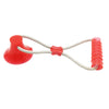 Multifunction Dog Interative Tug Toy Rubber Chewing Suction Cup Toy Rose Red