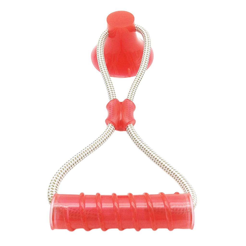 Multifunction Dog Interative Tug Toy Rubber Chewing Suction Cup Toy Rose Red