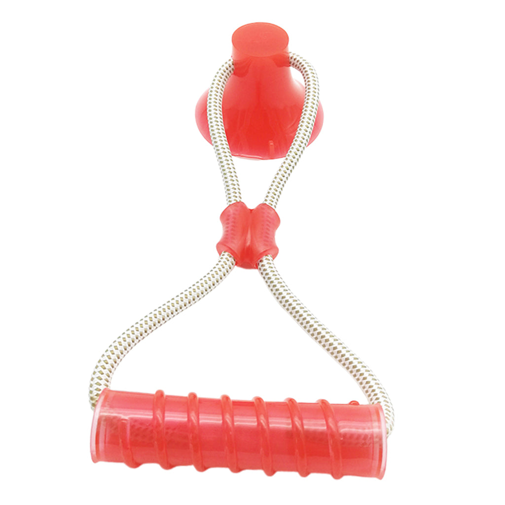 Multifunction Dog Interative Tug Toy Rubber Chewing Suction Cup Toy Rose Red