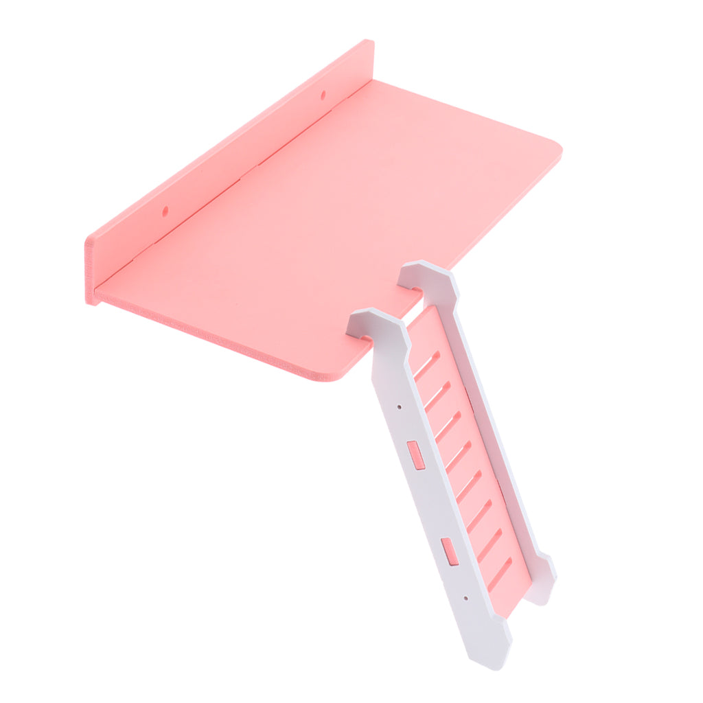 Wooden Platform and Ladder Set for Chinchilla Hamster Climbing pink