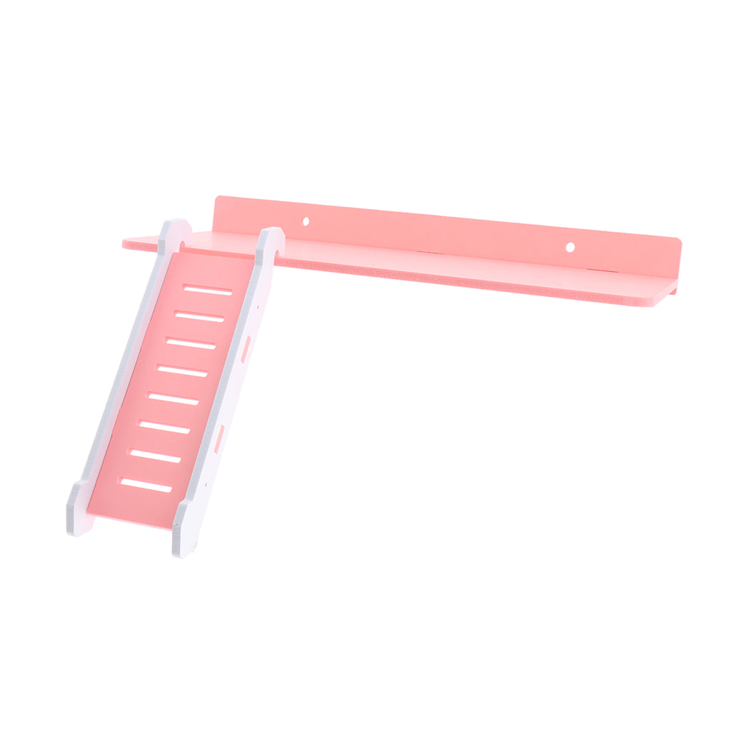 Wooden Platform and Ladder Set for Chinchilla Hamster Climbing pink