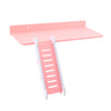 Wooden Platform and Ladder Set for Chinchilla Hamster Climbing pink