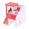 Wooden Hamster House Hideout Hut Exercise Natural Funny Nest Toy red