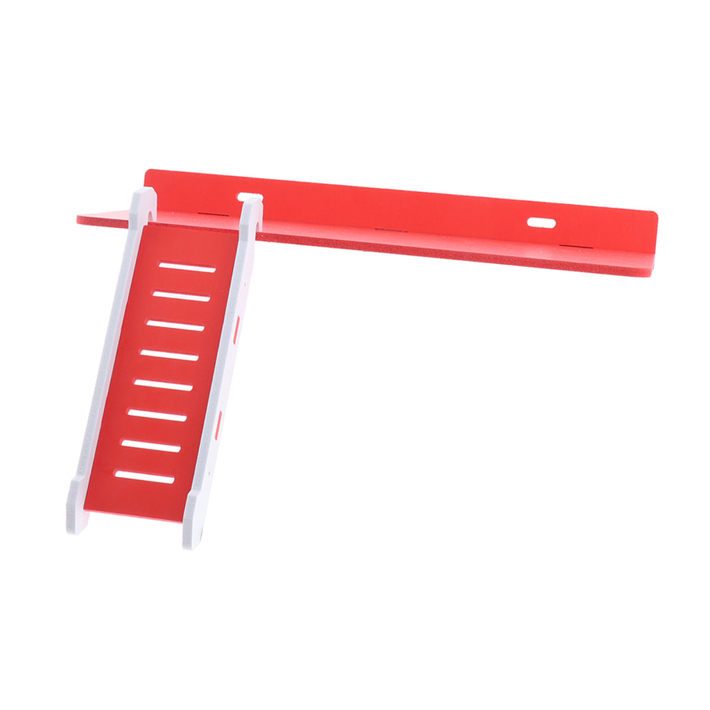 Wooden Platform and Ladder Set for Chinchilla Hamster Climbing red