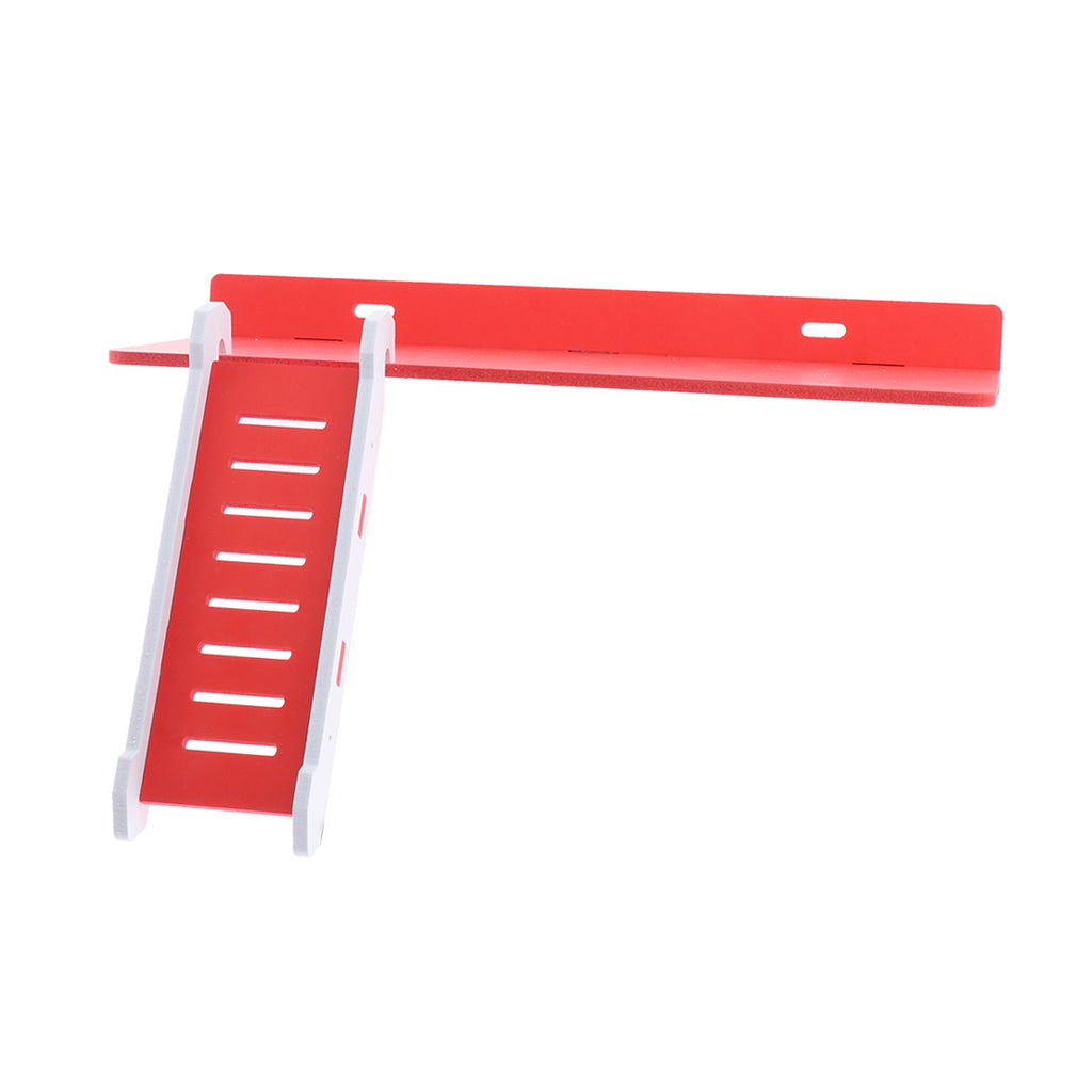 Wooden Platform and Ladder Set for Chinchilla Hamster Climbing red