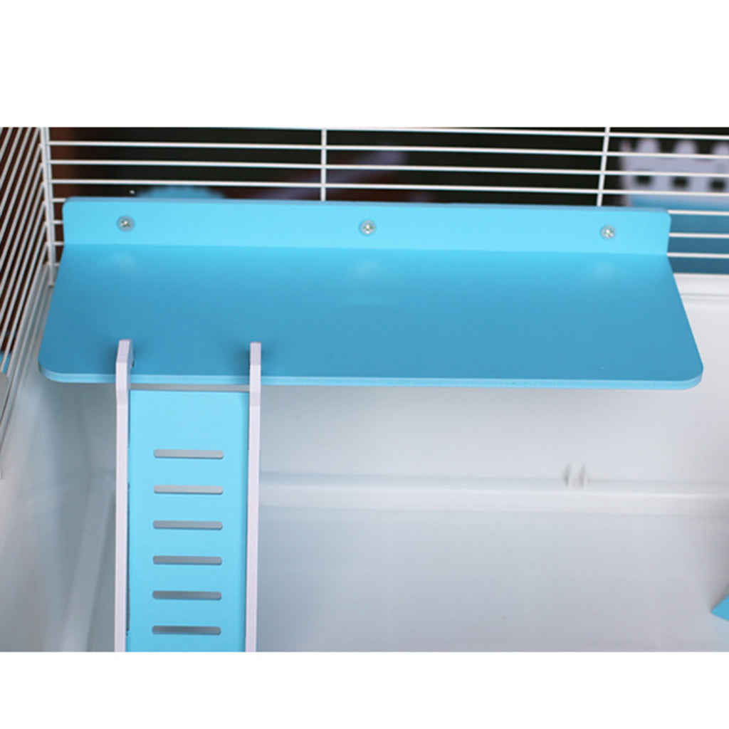 Wooden Platform and Ladder Set for Chinchilla Hamster Climbing blue