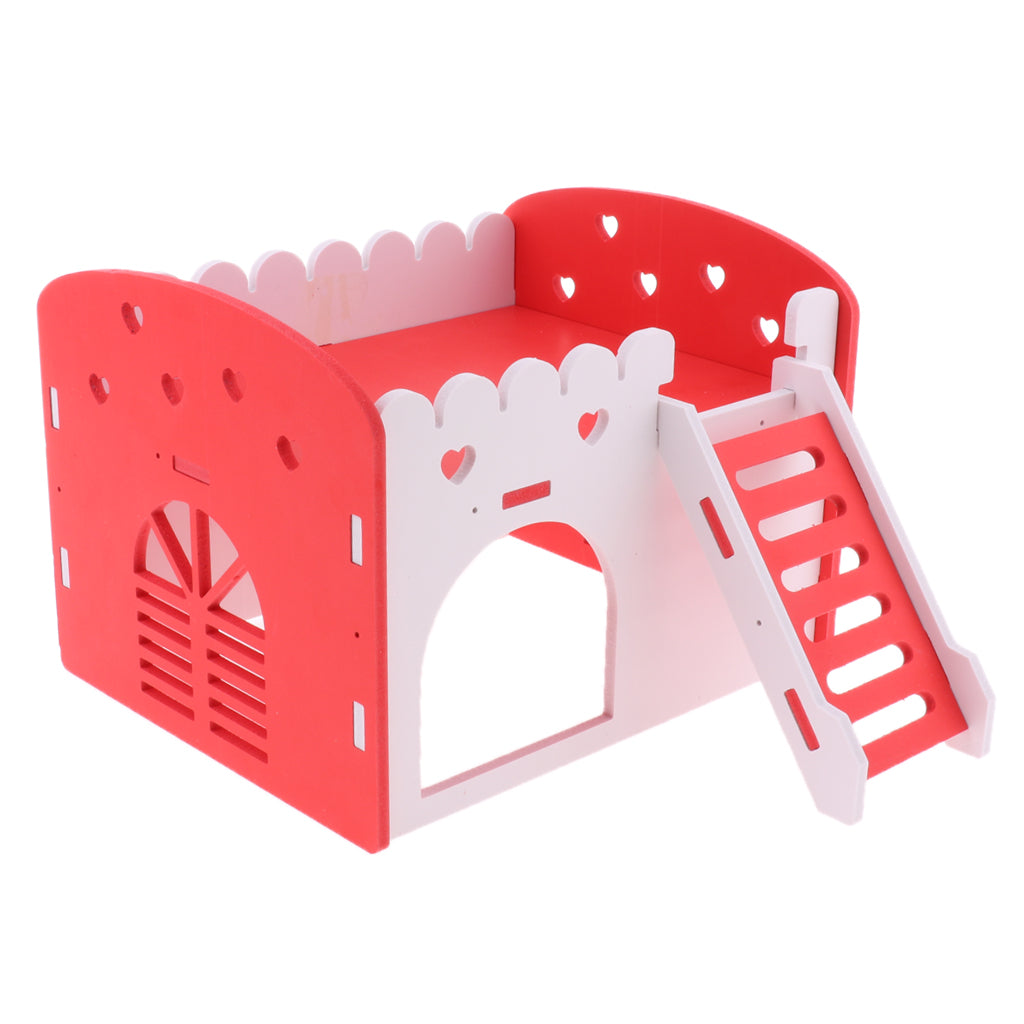 Cute Design Mini Small Animal Castle House Hamster Live Play House Red