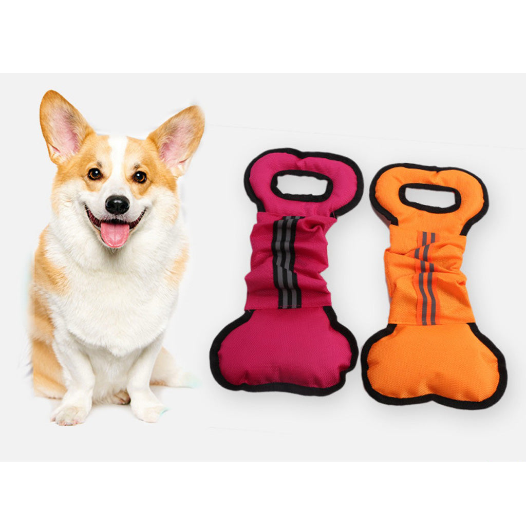 2Pcs Bone Type Dog Bite Tug Pillow Durable Exercise Training Toys Rose Red