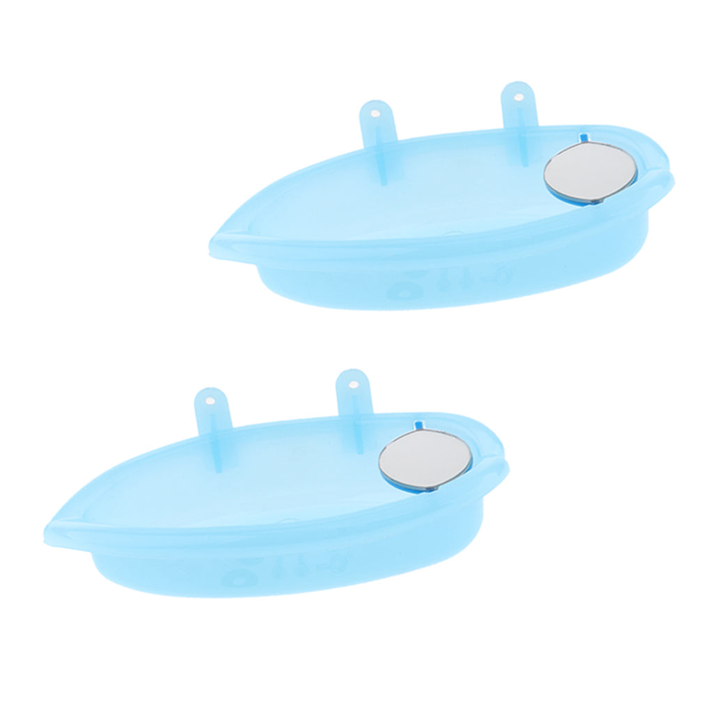 2 Pcs Pet Bath Supplies Hamster Mice Plastic Bathroom Cage Box Toilet Toy Blue with Mirror