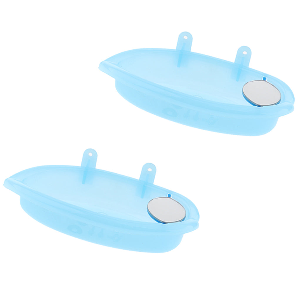 2 Pcs Pet Bath Supplies Hamster Mice Plastic Bathroom Cage Box Toilet Toy Blue with Mirror