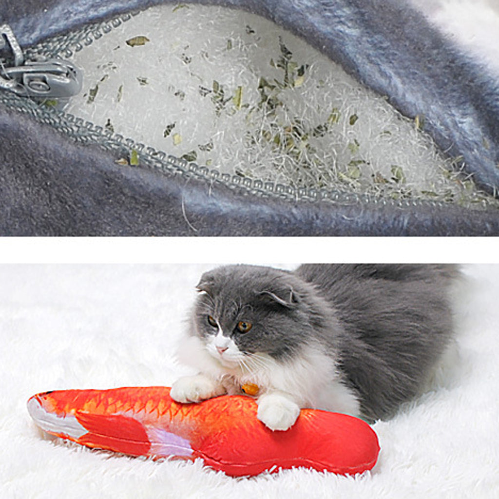 Cat Toys Interactive Catnip Emulational Fish Toy Chew Pillow for Cat Red