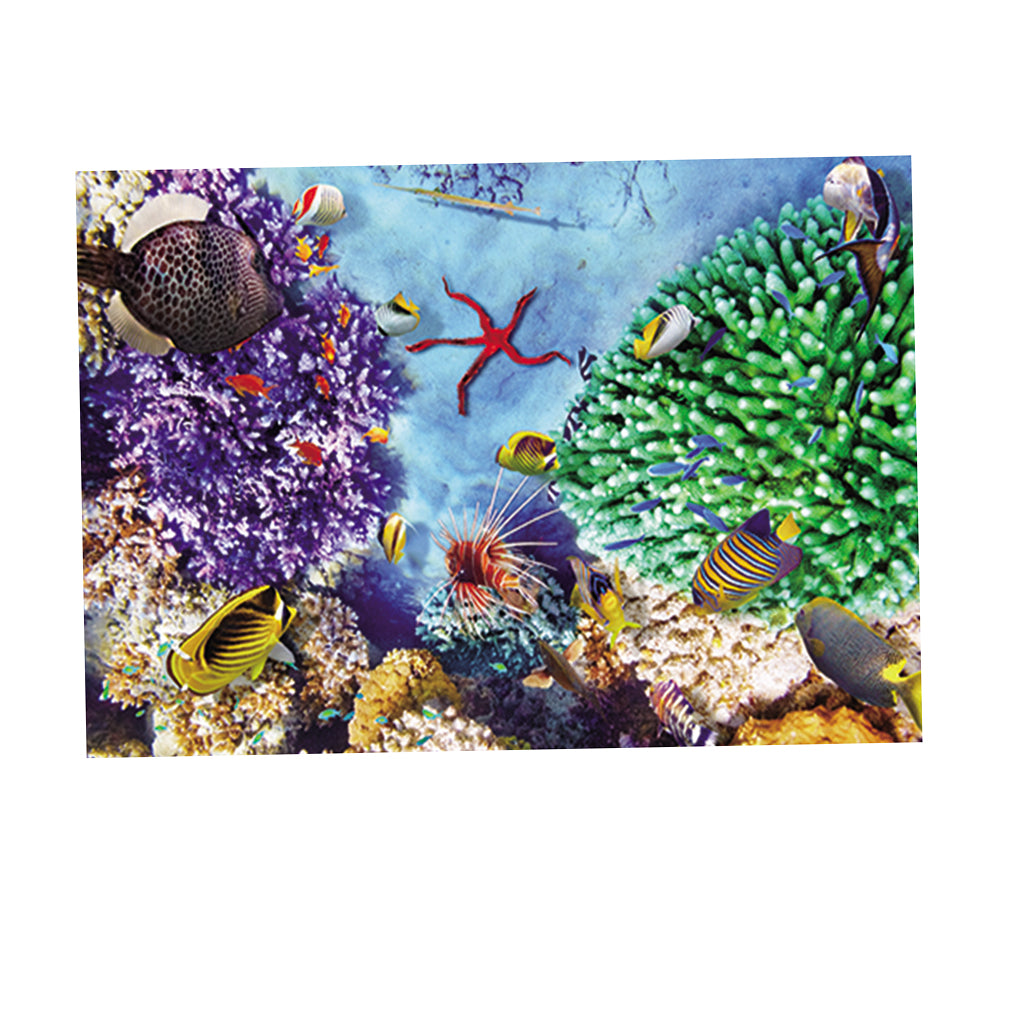 3D Effect Aquarium Poster Ocean Natural Landscape Poster Fish Tank Decor M